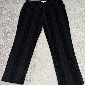 New Directions Black Textured Jacquard Plaid Pull On Straight Leg Pants (E16)